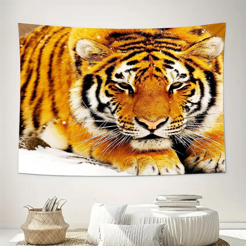 Arazzo da Parete Tigre Animale Selvatico Paesaggio Forestale Decorazione Casa Arazzo Natura Camera da Letto Soggiorno Stanza Estetica Decorazione Arazzo Vintage