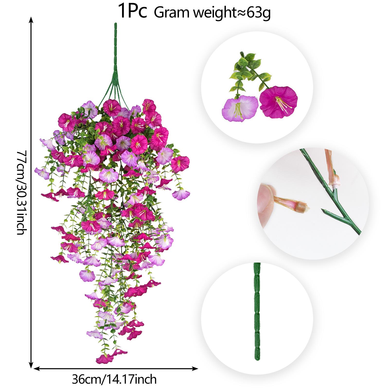 

2PC Artificial Morning Glory Flowers Mix Colour with Eucalyptus Hanging Decor for Home Outdoor Wedding Garden Versatile Decorat 2PC