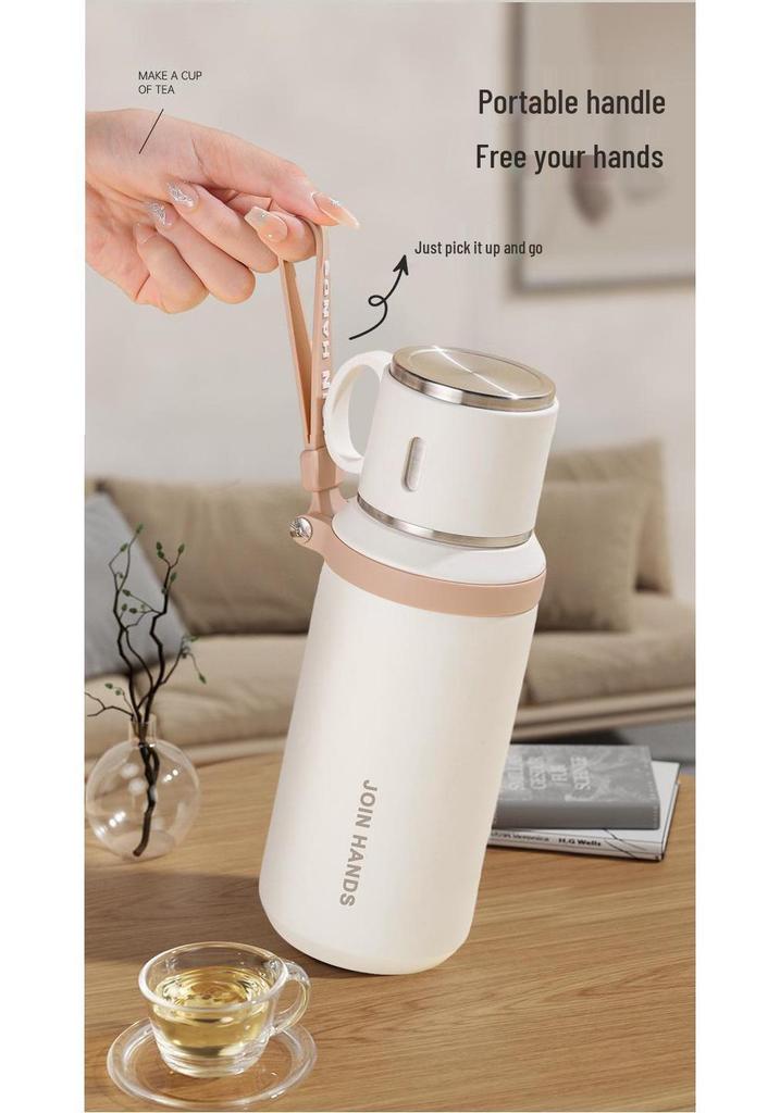 Premium 316 Stainless Steel Thermal Mug with Tea Separation, Large Capacity & Portable Handle