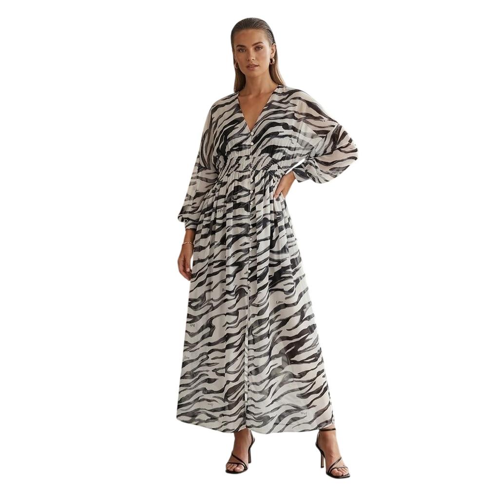 Rochie Maxi Biba pentru Femei/Domnișoare cu Imprimeu Zebră Little Mistress