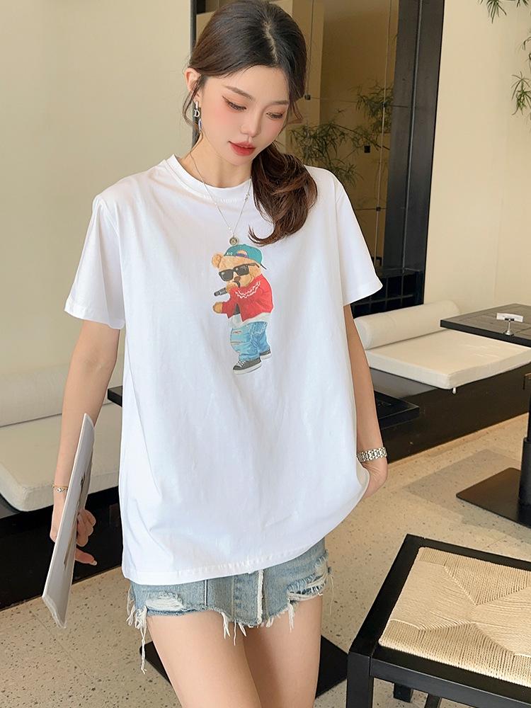 

Women s Summer Korean-Style Loose White T-Shirt (2025) One Size [45-75kg]
