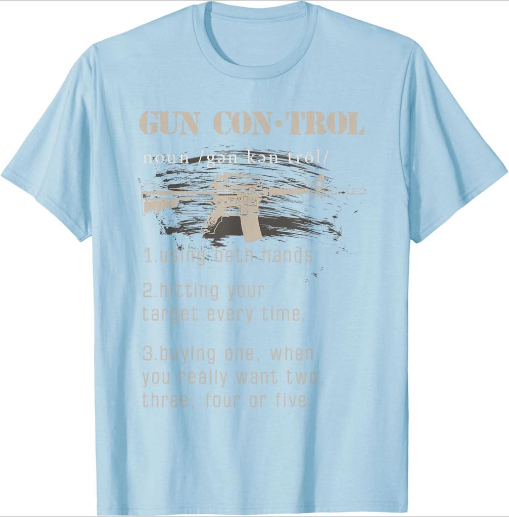 2nd Amendment Funny Gun Control Definition design100 cotton summer casual Oneck short sleeve printed mens Tshirt