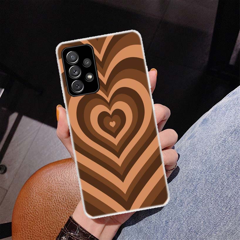 Fashion Purple Heart Swirl Circle Cover Phone Case For Samsung Galaxy A53 A52 A73 A72 A12 5G A13 A22 A23 A32 A33 A02S A03S A42 A