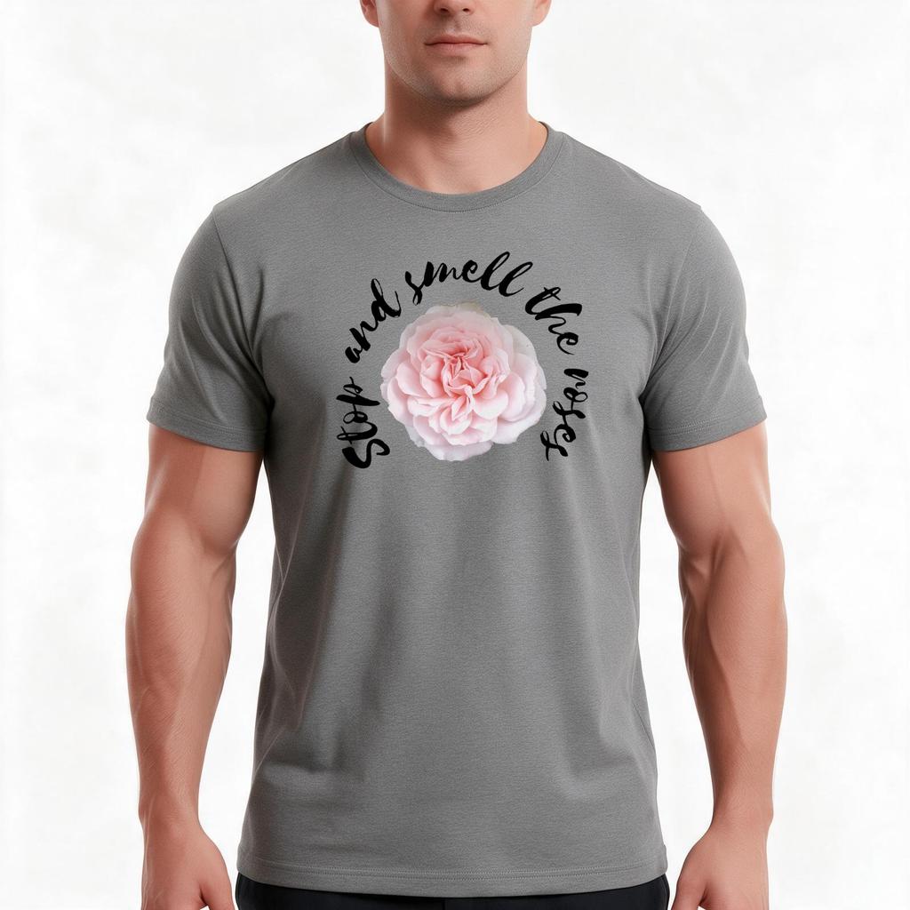 Stop And Smell The Roses Pink And Black TShirt Summer Casual Cotton Tee Oversized Streetwear Tops Vintage Graphic Print