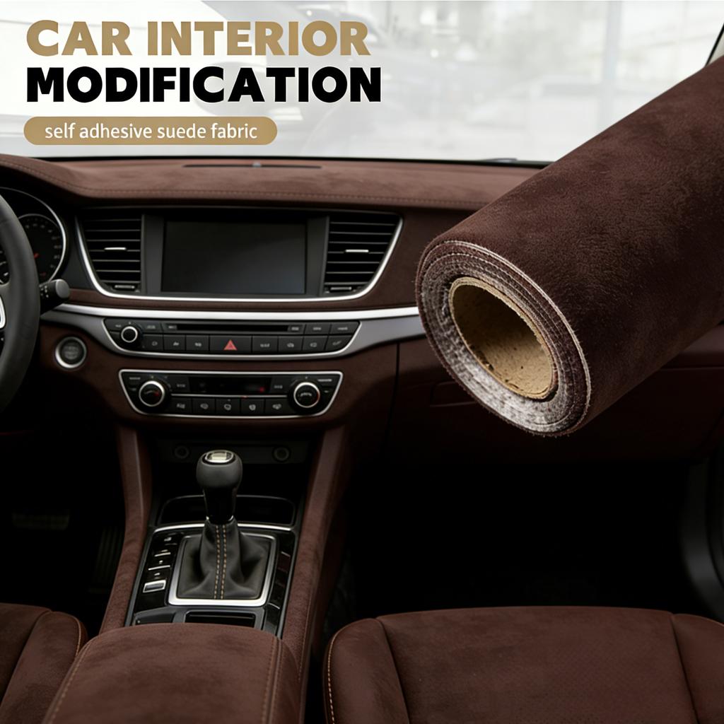 Self Adhesive Suede Roll Artificial Faux Suede Fabric, Free Cutting Car Interior Trim Wrap for Sunroof Door Console Sofa Seats