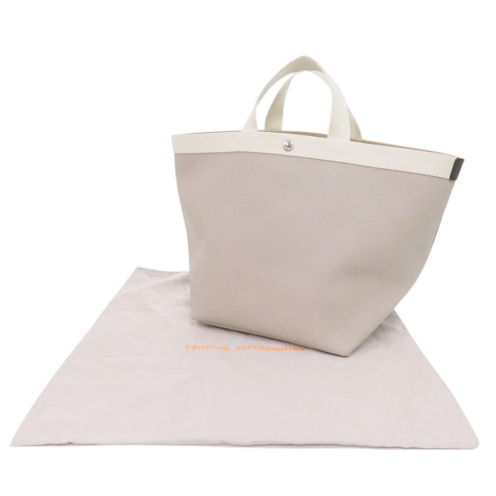 Used AUTHENTIC Herve Chapelier Luxe Boat-Shaped Tote Bag L Beige Cotton