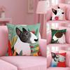 Cartoon Bull Terrier Series Pillow Case Plush Fabric Soft Double-Sided Printed Sofa Warm Winter Home Gift Cushion Cover