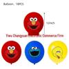 Sesame Street Birthday Party Tableware Set: Disposable Plates, Cups, and Cute Balloons for Kids' Celebrations.