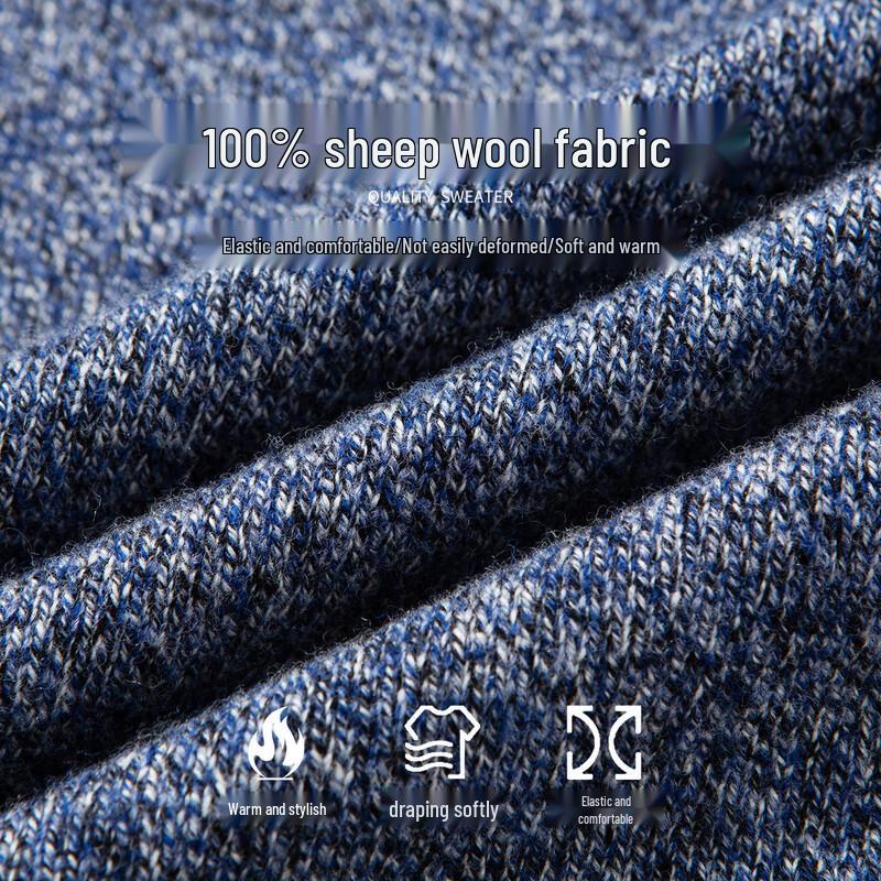 Luotsi Men's Thick Double-Layer Wool Crew Neck Sweater