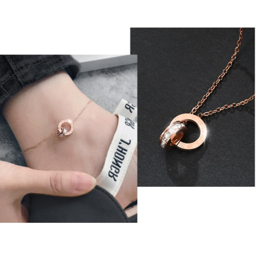 K-Jewelry | Surgical Steel Anklet | Rosé Cubic Sparkling + Daily Wear | Hypoallergenic Women's Jewelry