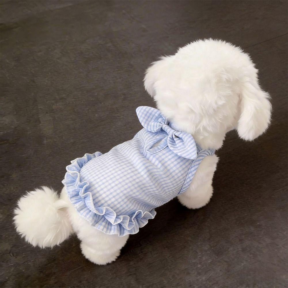 Rüschenrand Haustier Hundekleid Leicht Atmungsaktiv Haustierkleid Hundegeschirr Weste Frühling Sommer