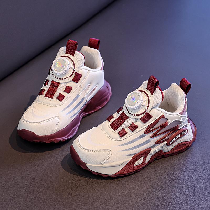 2025 autumn new classmates children's sports shoes lightweight soft sole rotating button boys and girls basketball shoes running shoes