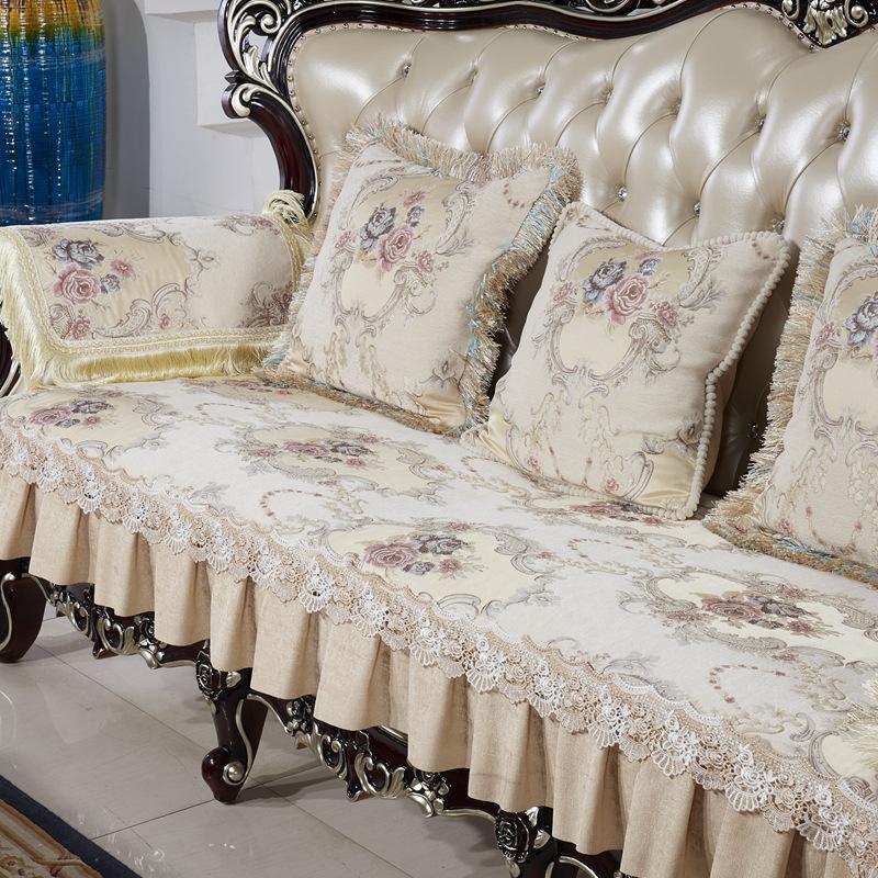 

European Sofa Cushion, Living Room Leather Sofa, Non-Slip Seat Cushion, Universal In All Seasons, Special-Shaped Concubine Seat All-Inclusive Cover 90*90cm