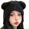 Knitted Hat with Bear Animal CP971 [One Limitation] Ears, Casual, Costume, Print, Fluffy, Fashionable, Women's (Black)