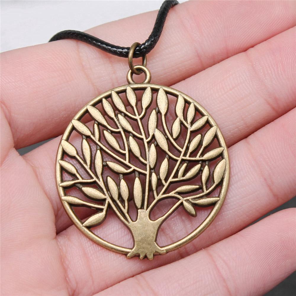 Tree of Life Nature Growth Pendant Antique Bronze Metal Daughter Choker Necklace Trendy Gift