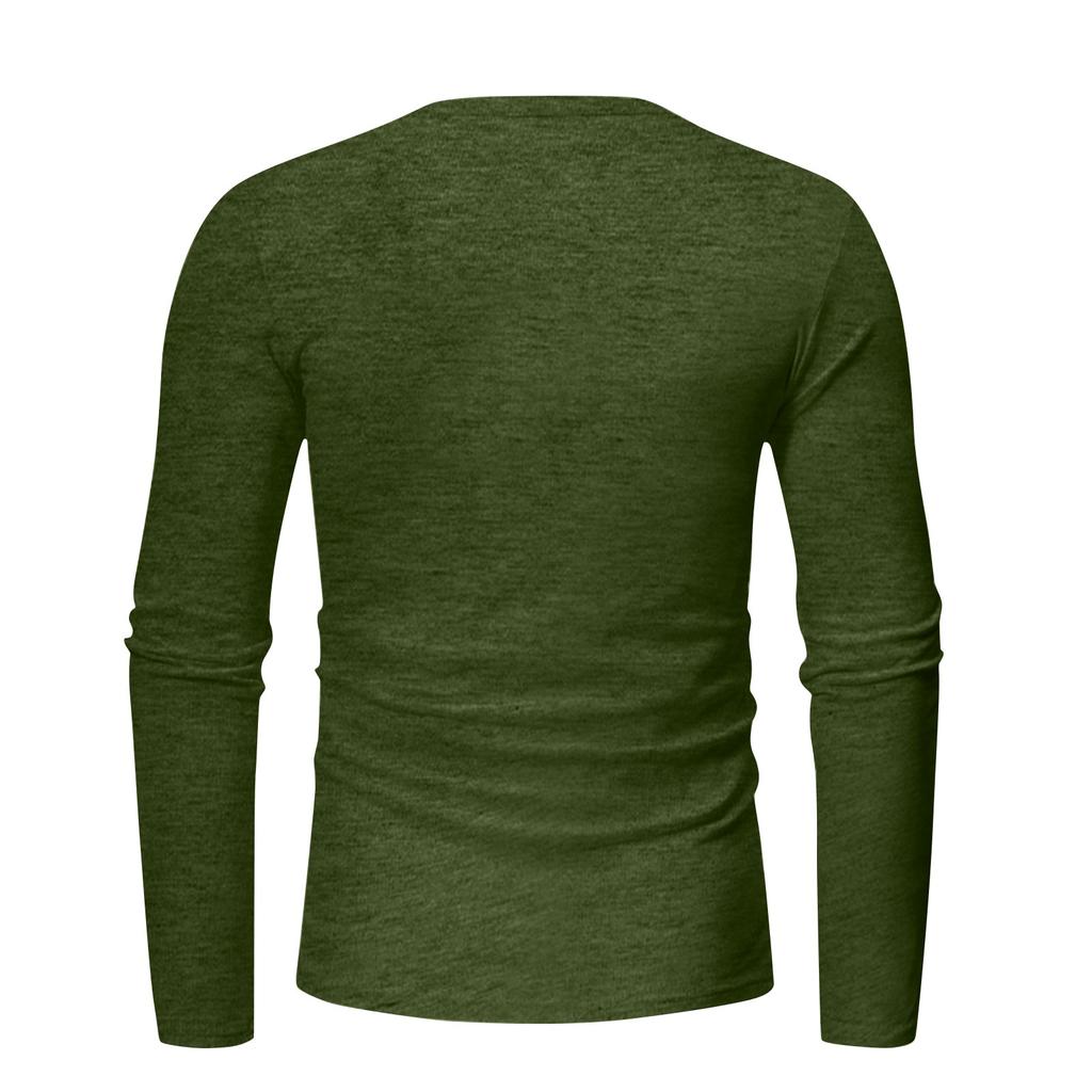Men's Solid Color Distressed Button Collar Long Sleeve Tops Men's Casual Fashion Tops