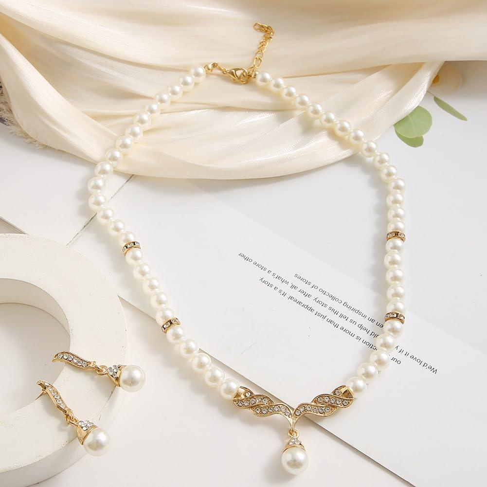 Latest Stylish Design Fancy Pearl Necklace Jewellery Set for Women