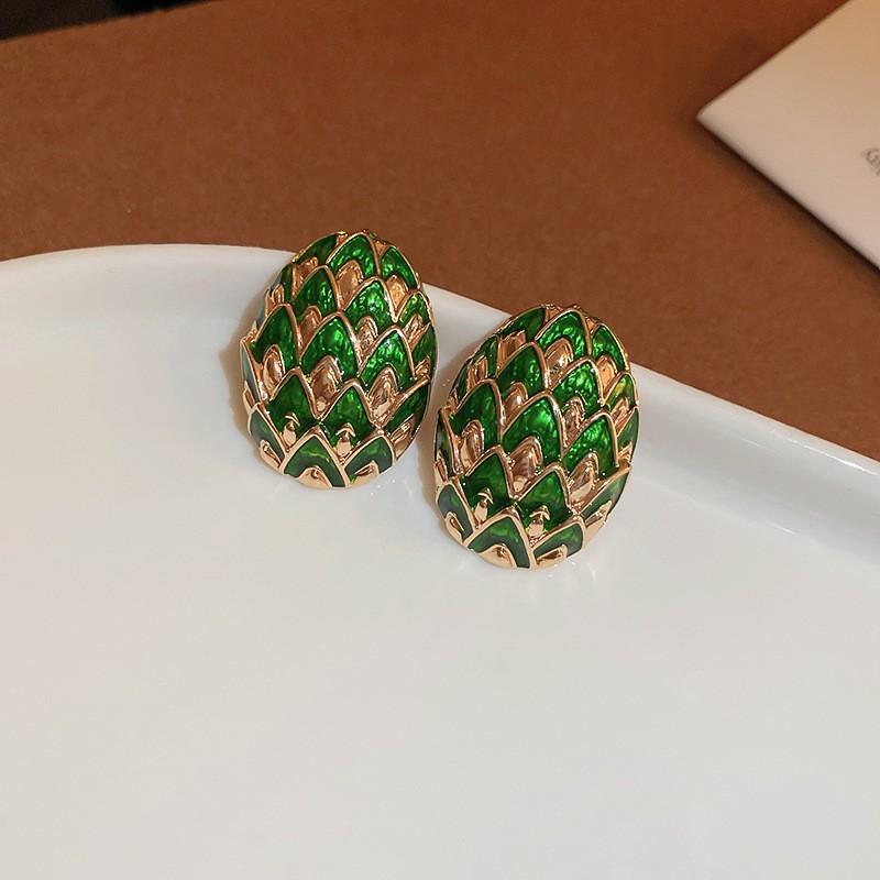 Silver Needle Green Butterfly Flower Pearl Stud Earrings Small Fresh High-end Earrings Earrings Women