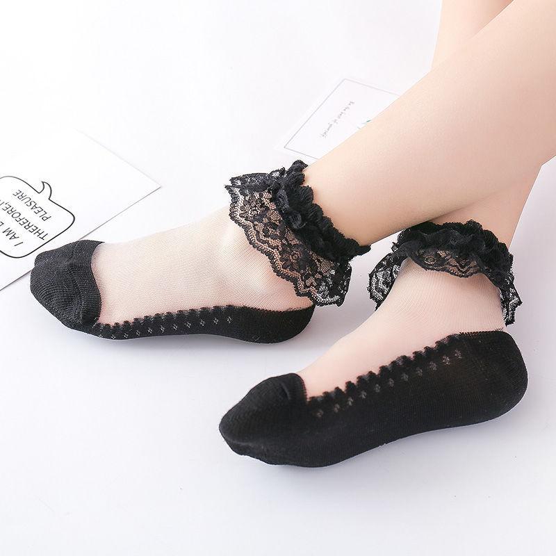 Cute Lace Flower Mesh Summer Newborn Baby Socks Cotton Baby Girl Socks See Through Anti Slip Socks Calcetines Skarpetki Sokke