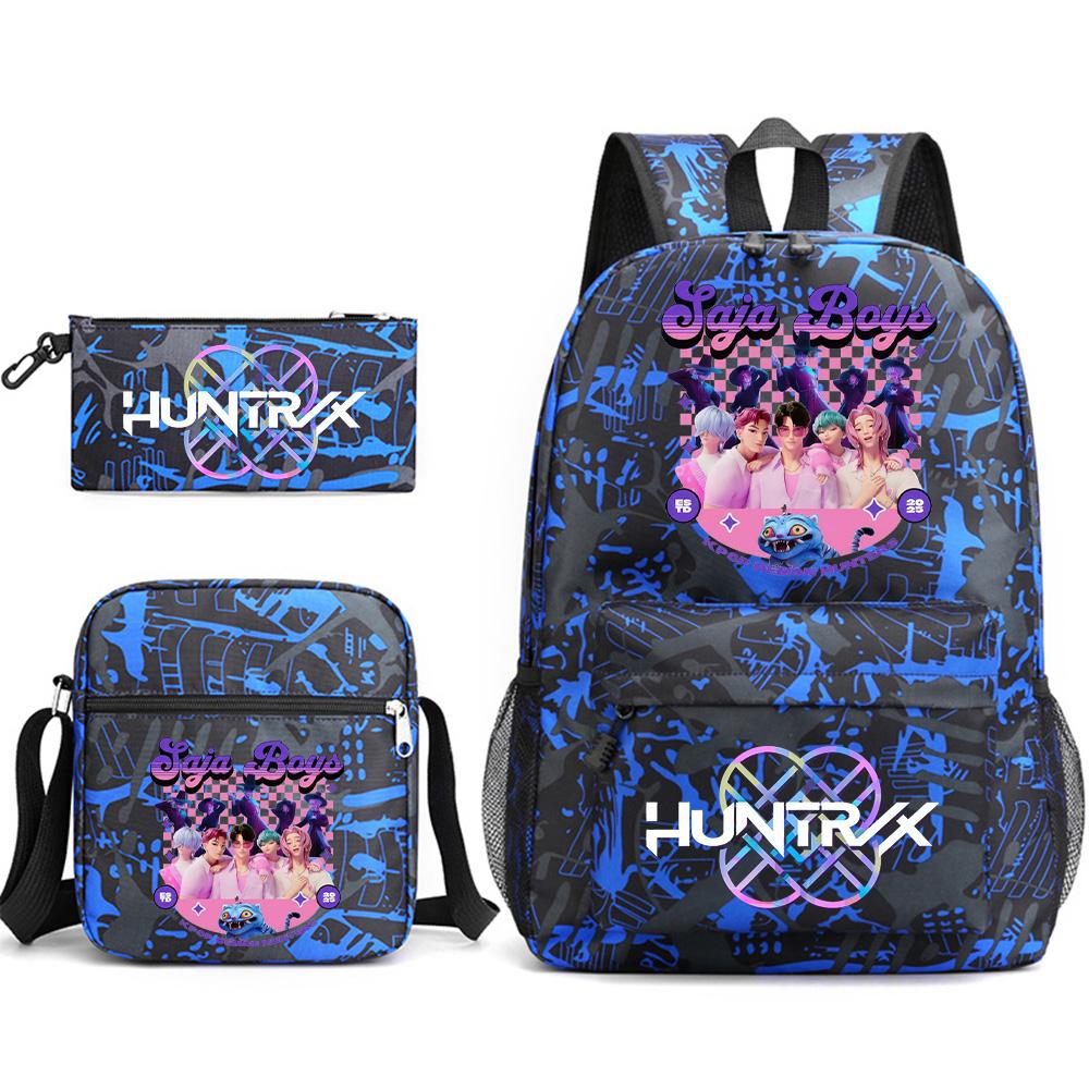 3Pcs/set Cartoon Printed Backpack with Shoulder Bag Pencil Case for Teenager Student Boy Girl School Bag Large Capacity Waterproof Bookbag Kid Gift