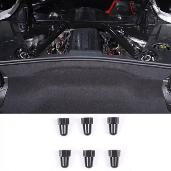 Black Rear Strut Shock Tower Covers Screws For Corvette C8 -25