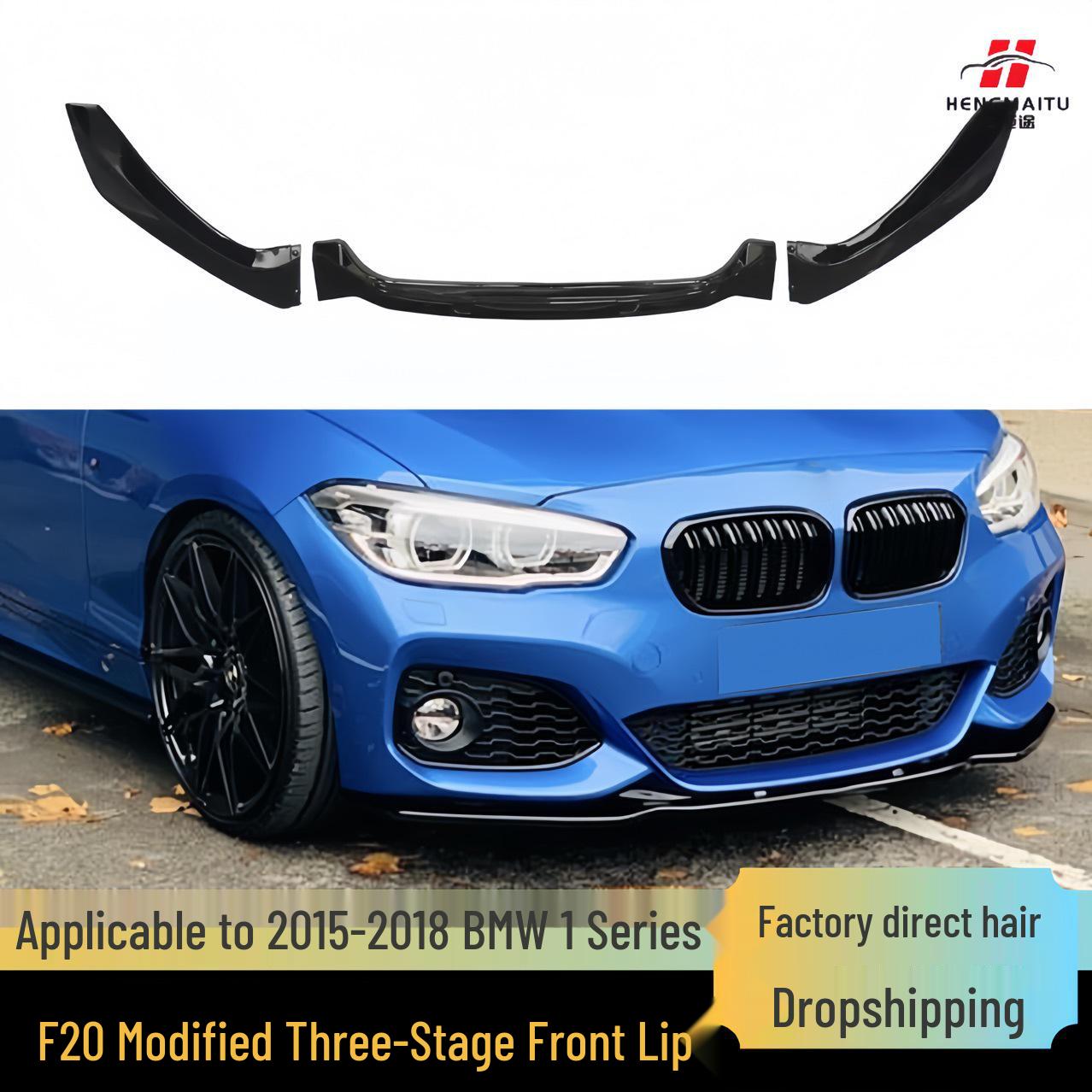 BMW 1 Series F20 (2015-2018) Front Lip Body Kit: 3-Piece Splitter, Spoiler, Diffuser Gloss Black
