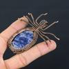 Natural Sodalite Gemstone Handmade Copper Wire Wrap Spider Pendant 2.56" H0t10