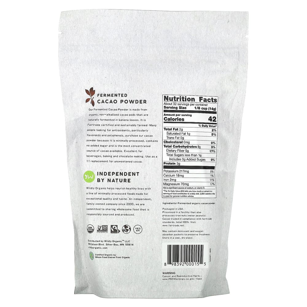 Wildly Organic Fermented Cacao Powder 454g (16oz)