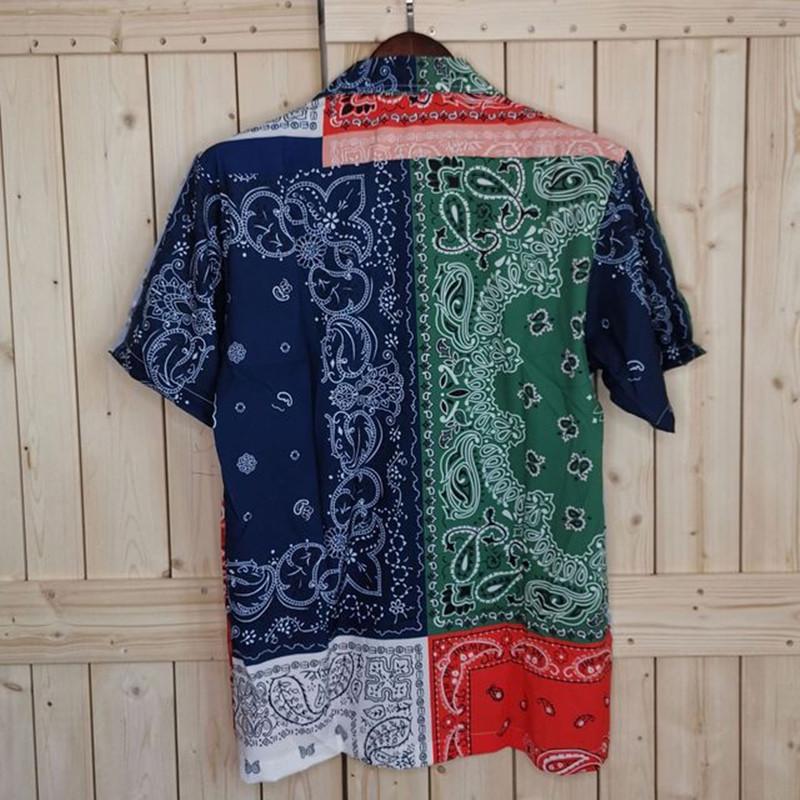 2021 Printed Color Block Shirt Summer European and American Men's Shirt Summer Beach Short Sleeve