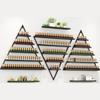 Elegant Gold Wall Mounted Nail Polish Rack - Set of 6 Triangular Cosmetic Display Shelves for Essential Oil Bottles, Organize Your Lipsticks and