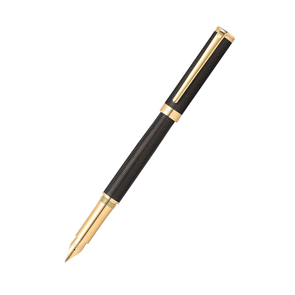 Sheaffer Intensity Engraved Matte Black/Gold Trim Pen (Med Fountain)