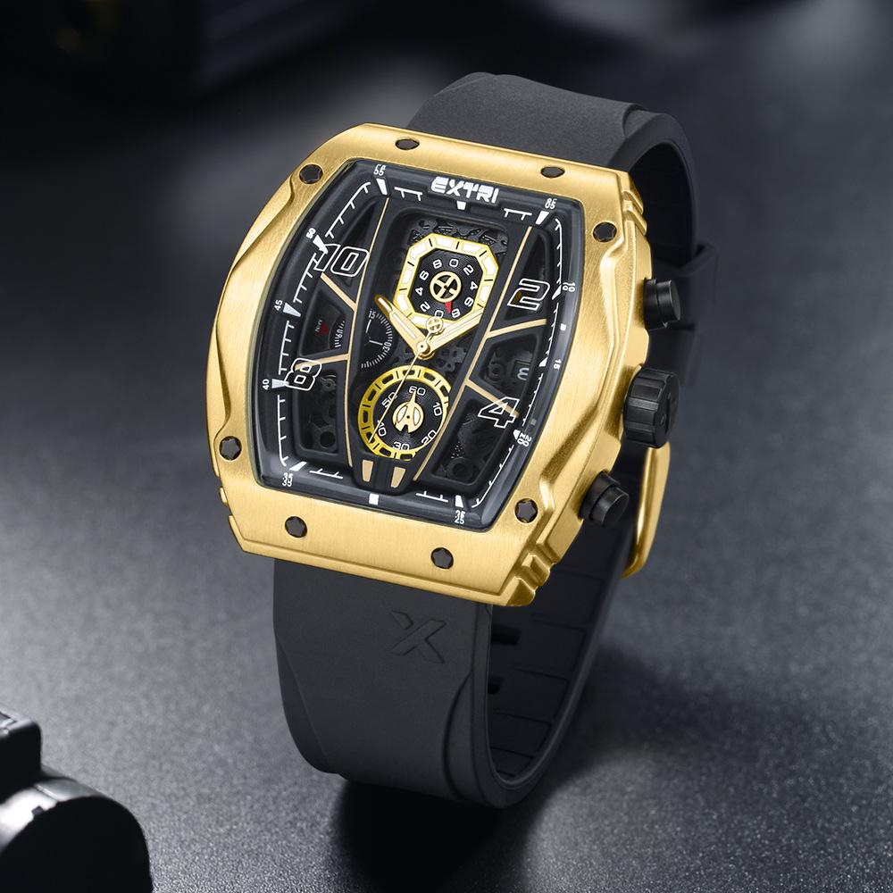 Extri Men'S Silicone Strap Watch Fashion Waterproof Luminous Quartz Watch
