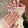 Porter Ongle Avancé Œil de Chat Strass Manucure Française Faite Main Film Ongle Spice Girl Pur Désir Faux Ongles