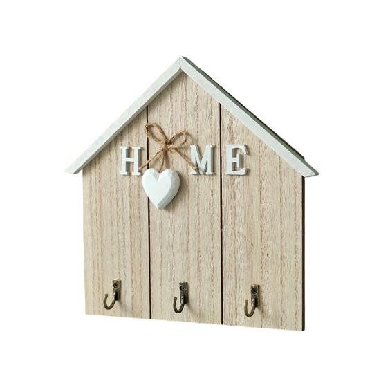 

Key Hook Rustic Wooden Entryway Organizer with 3 Metal Hooks Adhesive Wall Mount Storage B світло-коричневого кольору