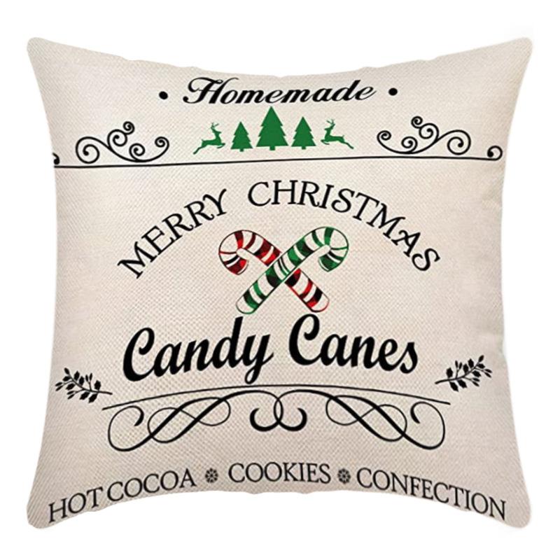 Weihnachtsmann Leinenkissen Wohnzimmer Cartoon Elch Geschenk Dekoration Sofa Rücken Print Kissenbezug