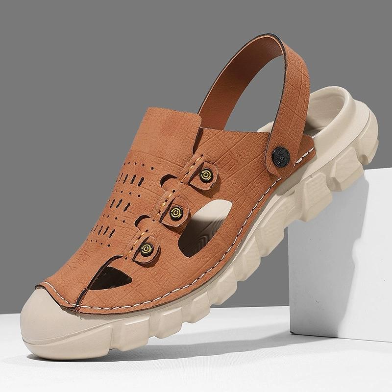 Sommer Herren Sandalen Echtes Leder Herren Freizeitschuhe Outdoor Herren Ledersandalen für Herren Strandschuhe Römische Herrenschuhe