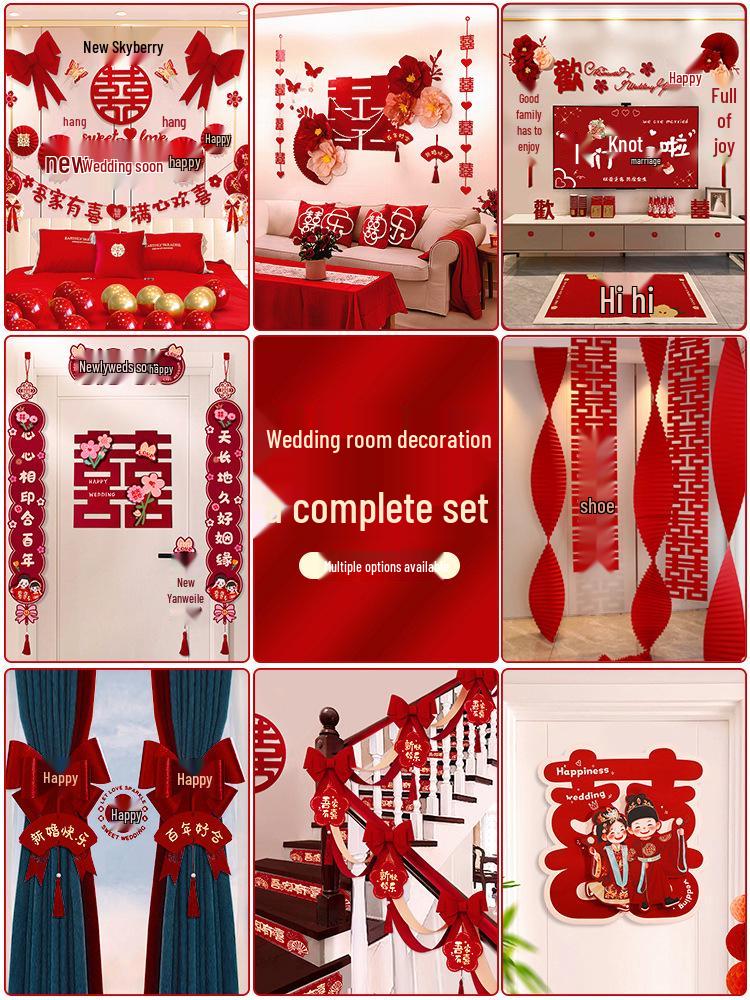 Complete Wedding Room Decoration Set: Bride & Groom's Bedroom Decor Essentials
