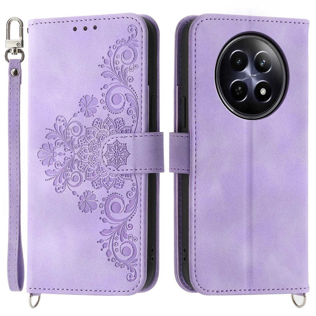 For Realme 12 5G/12x 5G Wallet Phone Case Flower Imprinted PU Leather Cover Wholesale Cell Phone Accessories