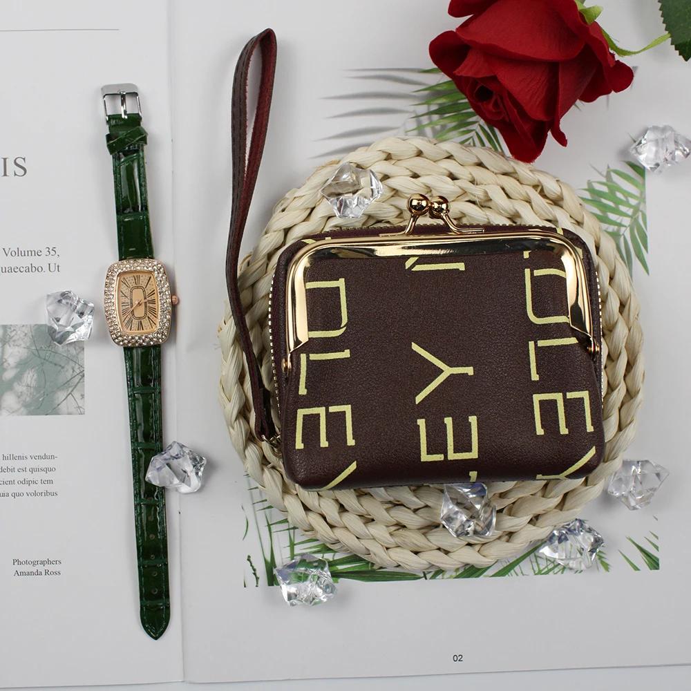 2-teiliges Set mit Automatikuhren für Damen, Geldbörse, originell, klassisch, modisch, wasserdicht, echte Quarzuhr für Büroangestellte, Geschenk