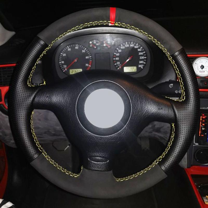 

Черный замшевый кожаный чехол на руль автомобиля для Volkswagen VW Golf 4 Mk4 1998-2004 Passat B5 1996-2005 Polo 1999-2002 Seat