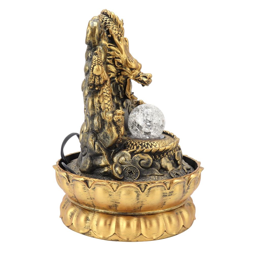 Resin Dragon Statue LED Desktop Water Fountain Home Office Desktop Decor Crafts GiftsEU Plug 220V