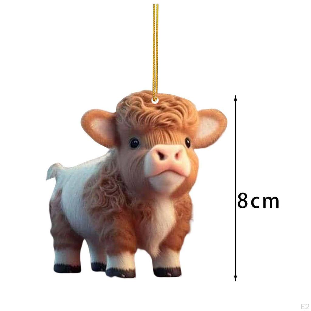 10Pcs Cattle Hanging Pendant Christmas Ornament 3.2inch Long Acrylic Souvenir Multipurpose Delicate