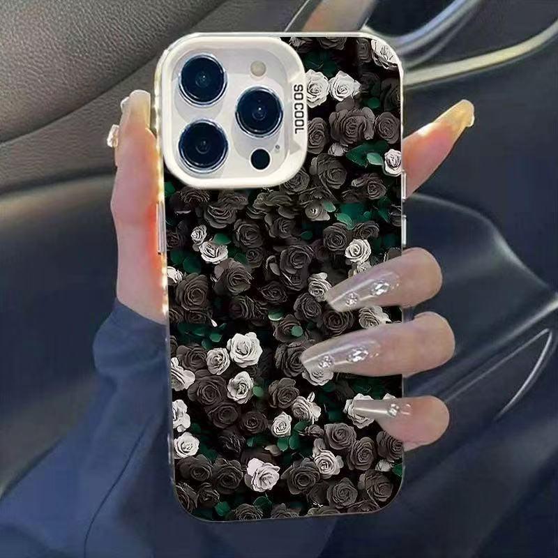 Black and White Rose Energetic Phone Case for iPhone 17/16/15/14/13 Promax