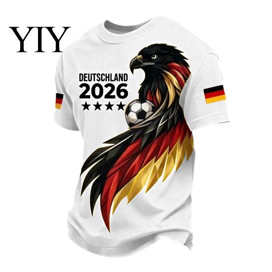 Soccer Fan Apparel Men Fans T-shirt, German Team Football T-Shirt, 2026 World Game Day Shirt Tournament Cheer Tee, Stylish for Stadium Sweat-wicking
