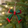 Indoor Tree Hanging Decor Christmas Bow Ornament, Red Green Boot Bowknot Pendant, Xmas Festive Window Handle Felt Decoration for Holiday Home