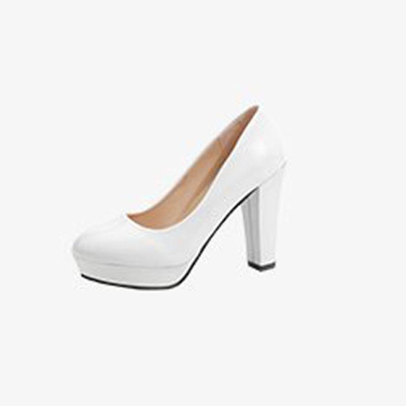 Fashion Comemore Fashion Women's High Heels Pointed Toe Shallow Chunky Heel Dress Pumps Slip on Plus Size Solid Shoes for Shoes Female