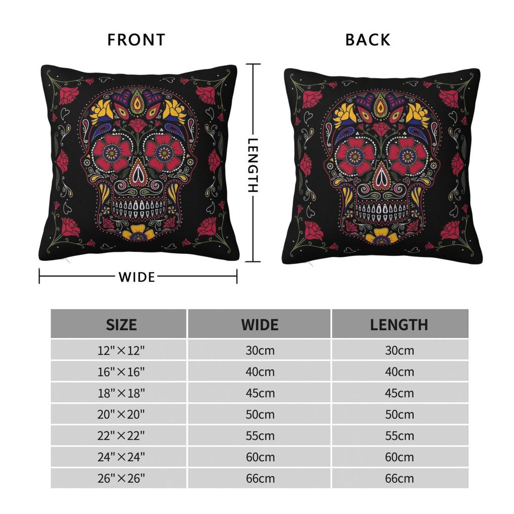 Day Of The Dead Sugar Skull Dark Pillowcase Polyester Linen Velvet Creative Zip Decor Pillow Case Home Cushion Cover