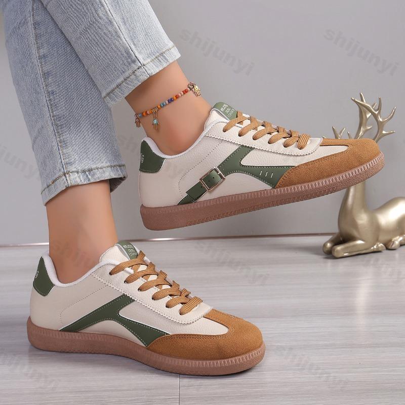 Fashion Women's Casual Shoes 2025 Buckle Sneakers Soft Bottom Anti-Slip Flat Bottom Board Shoes Retro Sports Comfortable Leisure Shoes
