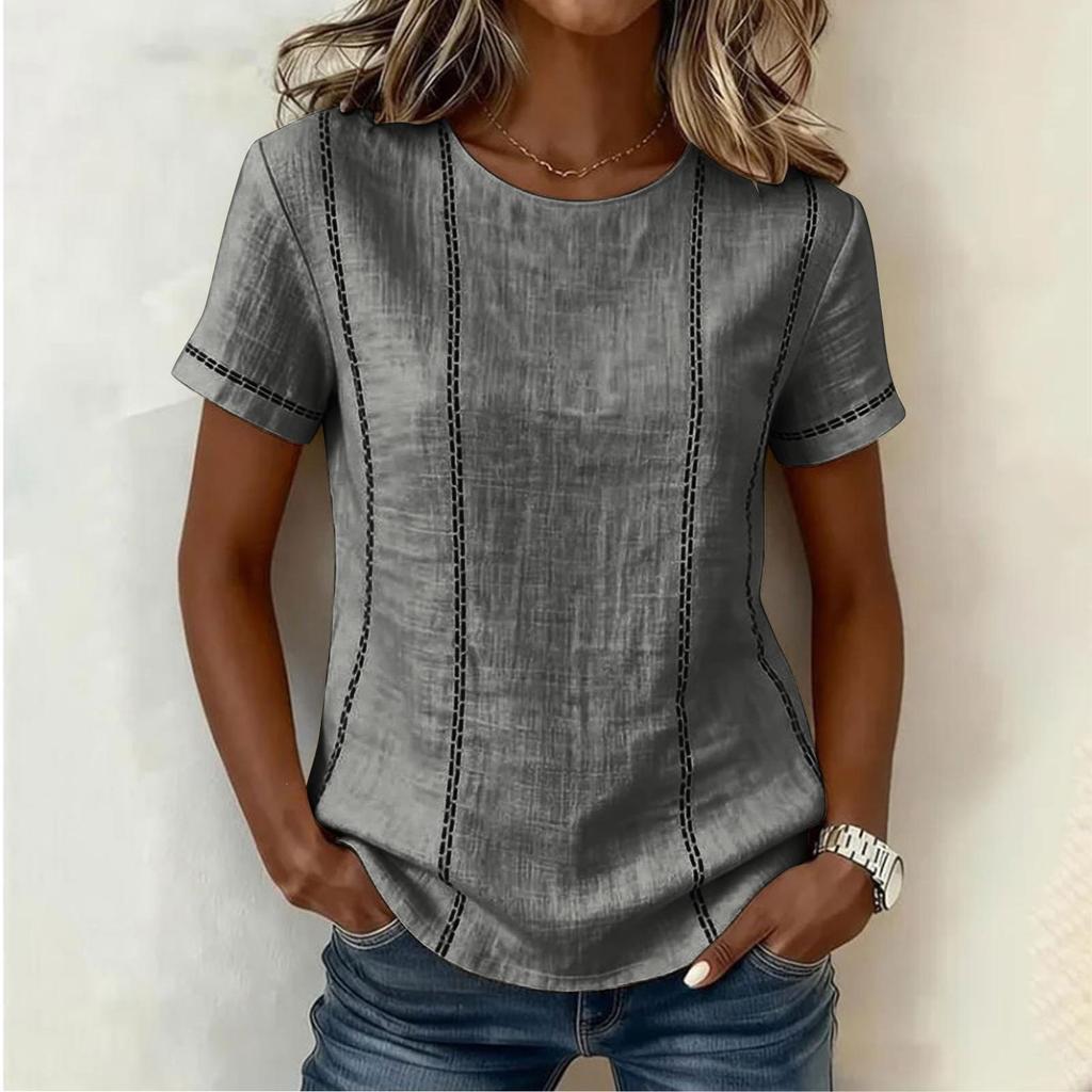 Women's Round Neck Short Sleeve T Shirt Loose Fit Casual Top Lightweight Soft Fabric Comfortable Everyday Wear