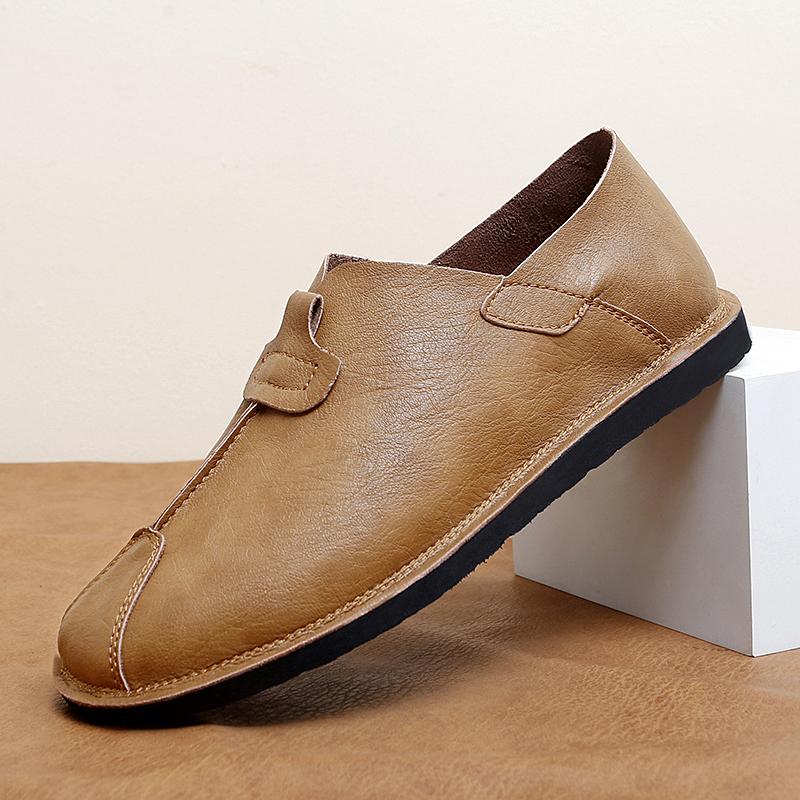 Autumn New Men's Loafers Soft Soled Comfortable Flat Bottom Walking Shoes Outdoor Park Versatile Men's Business Leather Shoes